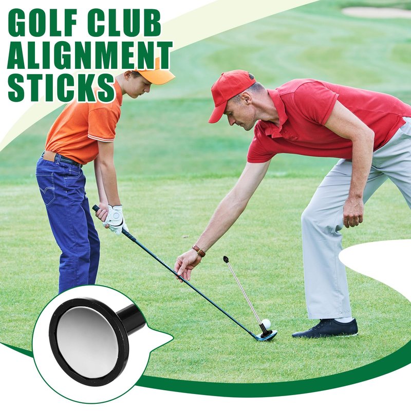 2 Pcs Golf Alignment Sticks Magnetic Golf Alignment Rods Golf Club Lie Angle Tool Plastic Golf Swing Training Aid 2 Section Retractable Golf Alignment Rods Golf Direction Indicator Gift (Black Yellow)