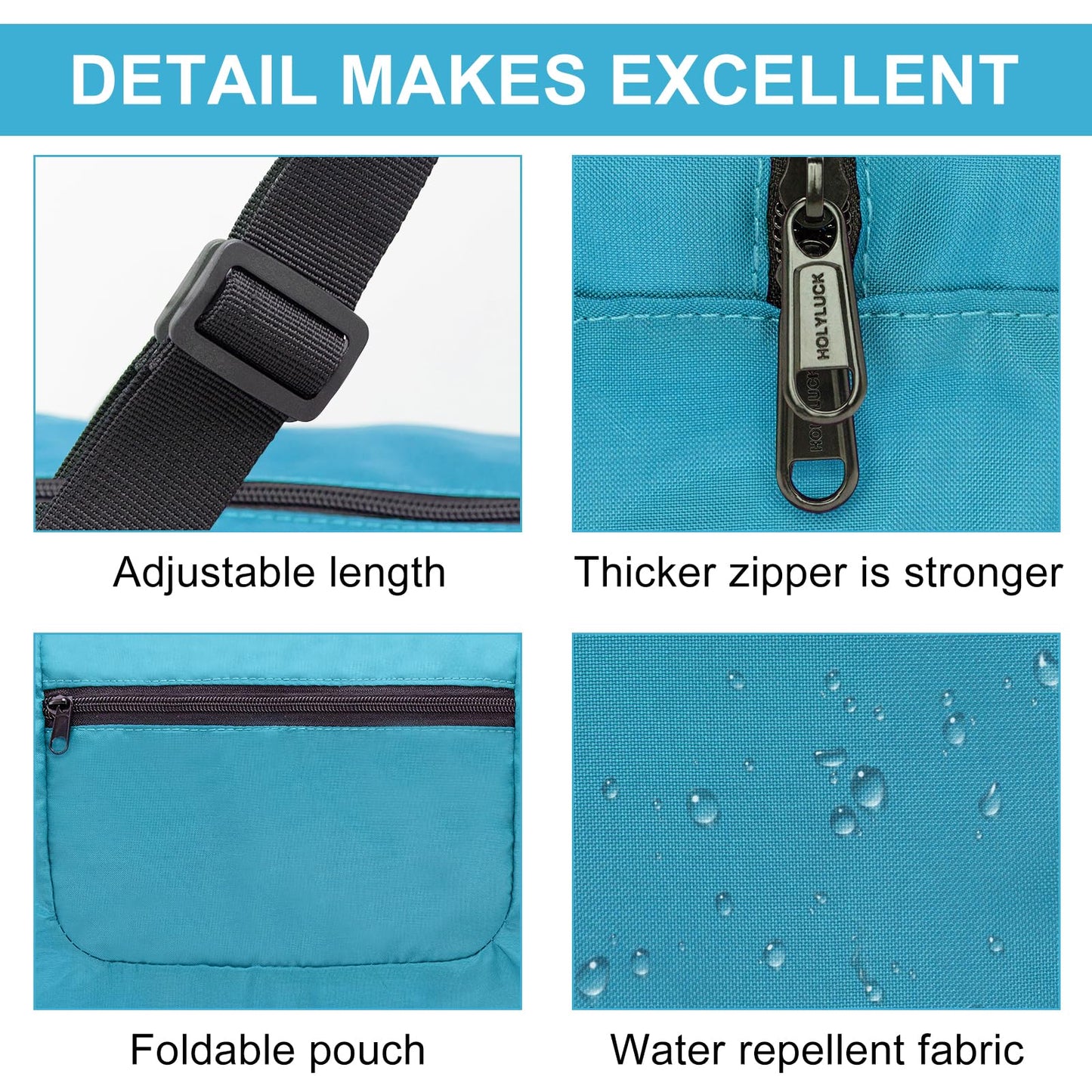 HOLYLUCK Foldable Travel Duffel Bag For Women & Men Luggage Great for Gym - sky blue