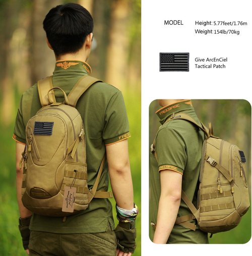 ArcEnCiel 15L Tactical Motorcycle Backpack - Durable Rucksack for Outdoor Camping & Trekking
