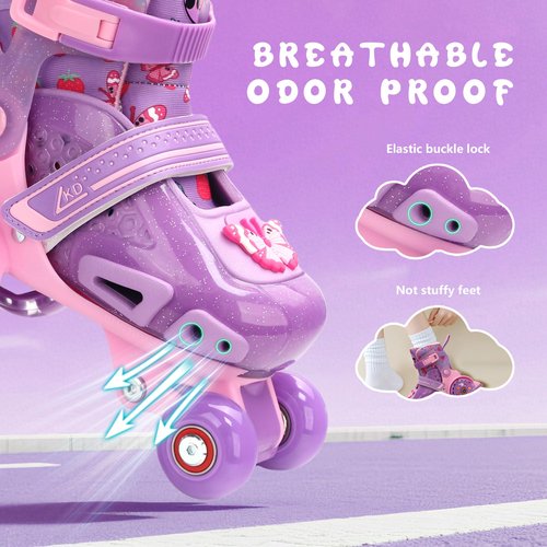 LKD Adjustable Kids Roller Skates for Boys Girls,Beginner Quad Skates,Indoor Outdoor Sports for Ages 3-5 5-8