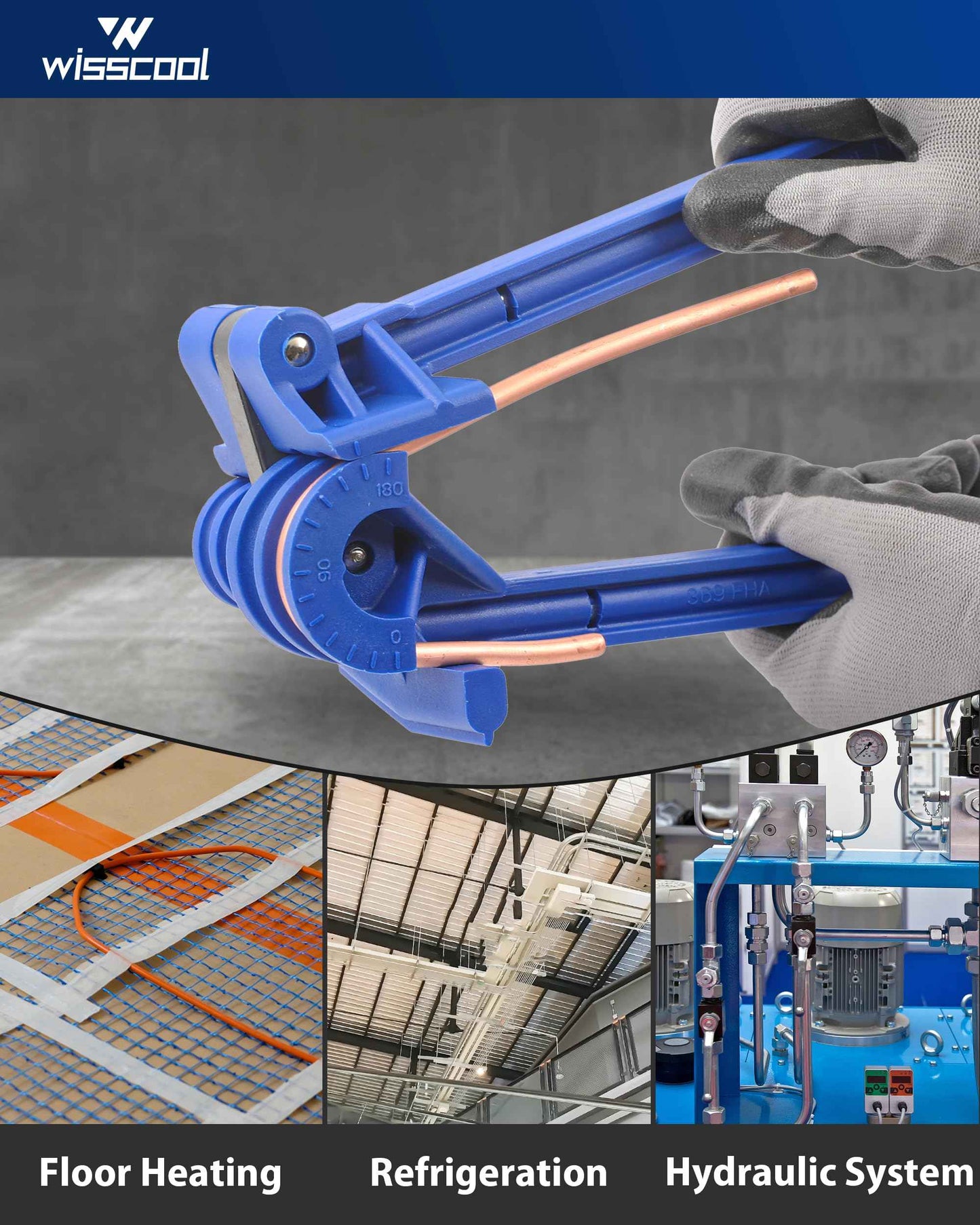 Wisscool 4-in-1 Tube Bender Tubing Brake line Bender for Soft Copper, Aluminum, Metal, Pipe Bender 180° (3/16" 1/4" 5/16" 3/8")
