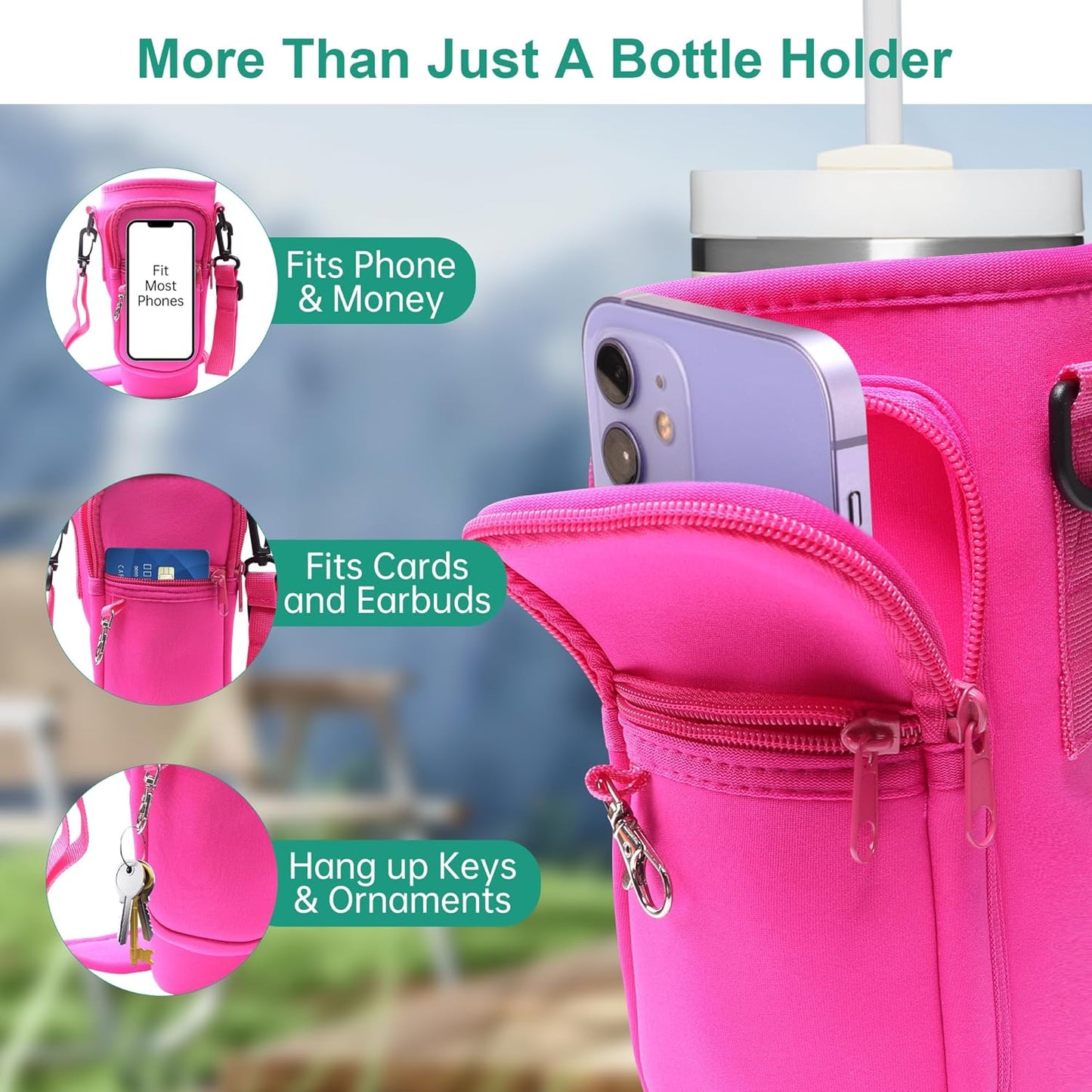 Stanley - Insulated Water Bottle Carrier Bag with Strap & Phone Pocket | Fits 40oz/30oz Tumblers