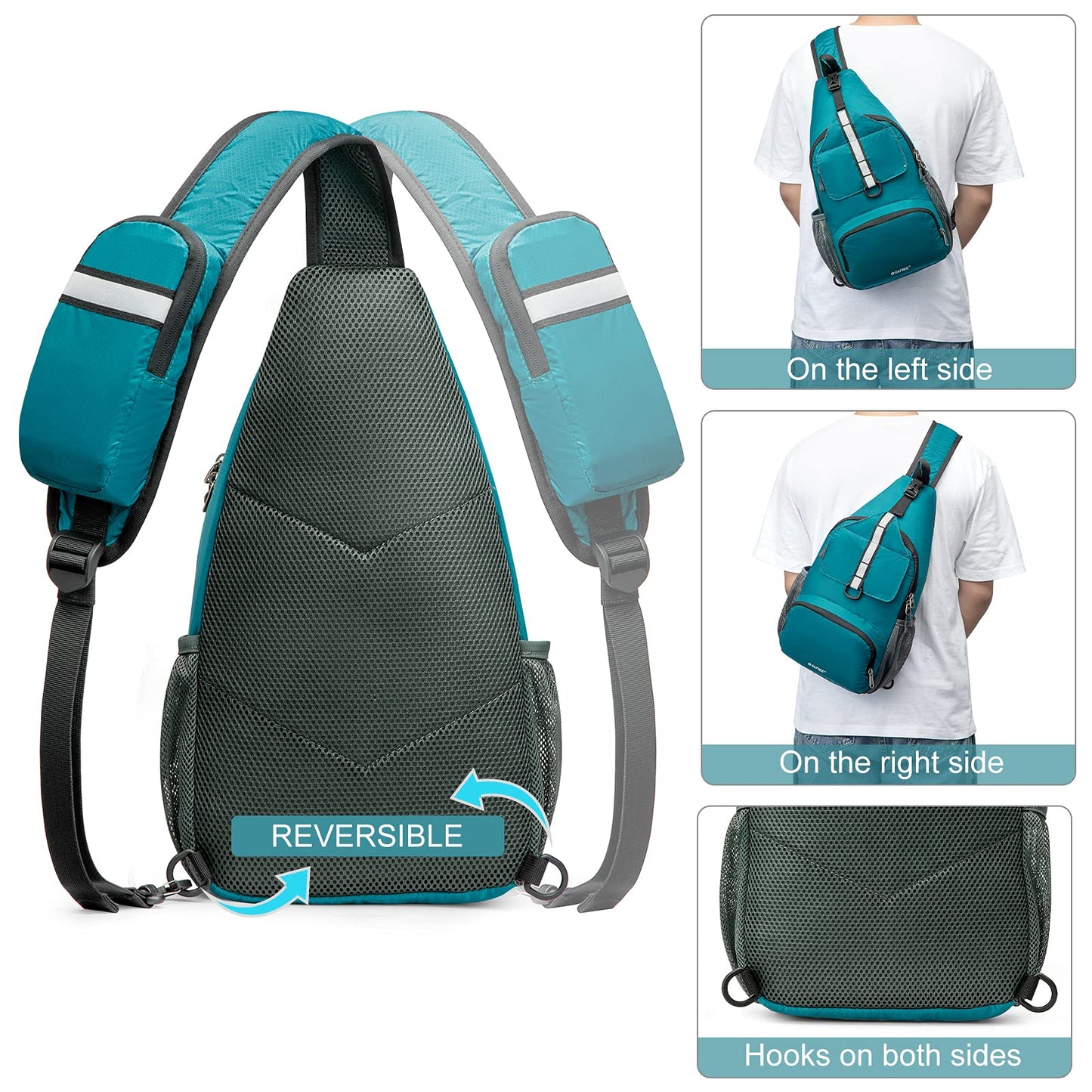 G4Free Packable Sling Backpack, Small Crossbody Sling Bag Travel Hiking Daypack Casual Foldable Shoulder Chest Bag