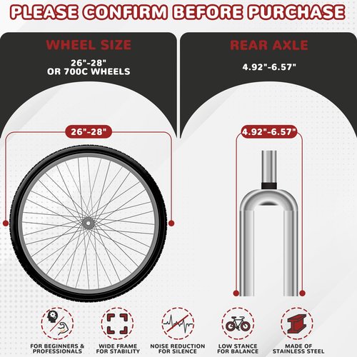 Fitvids Bike Trainer Stand Steel Bicycle Exercise Fluid Magnetic Stand with Front Wheel Riser Block, Black
