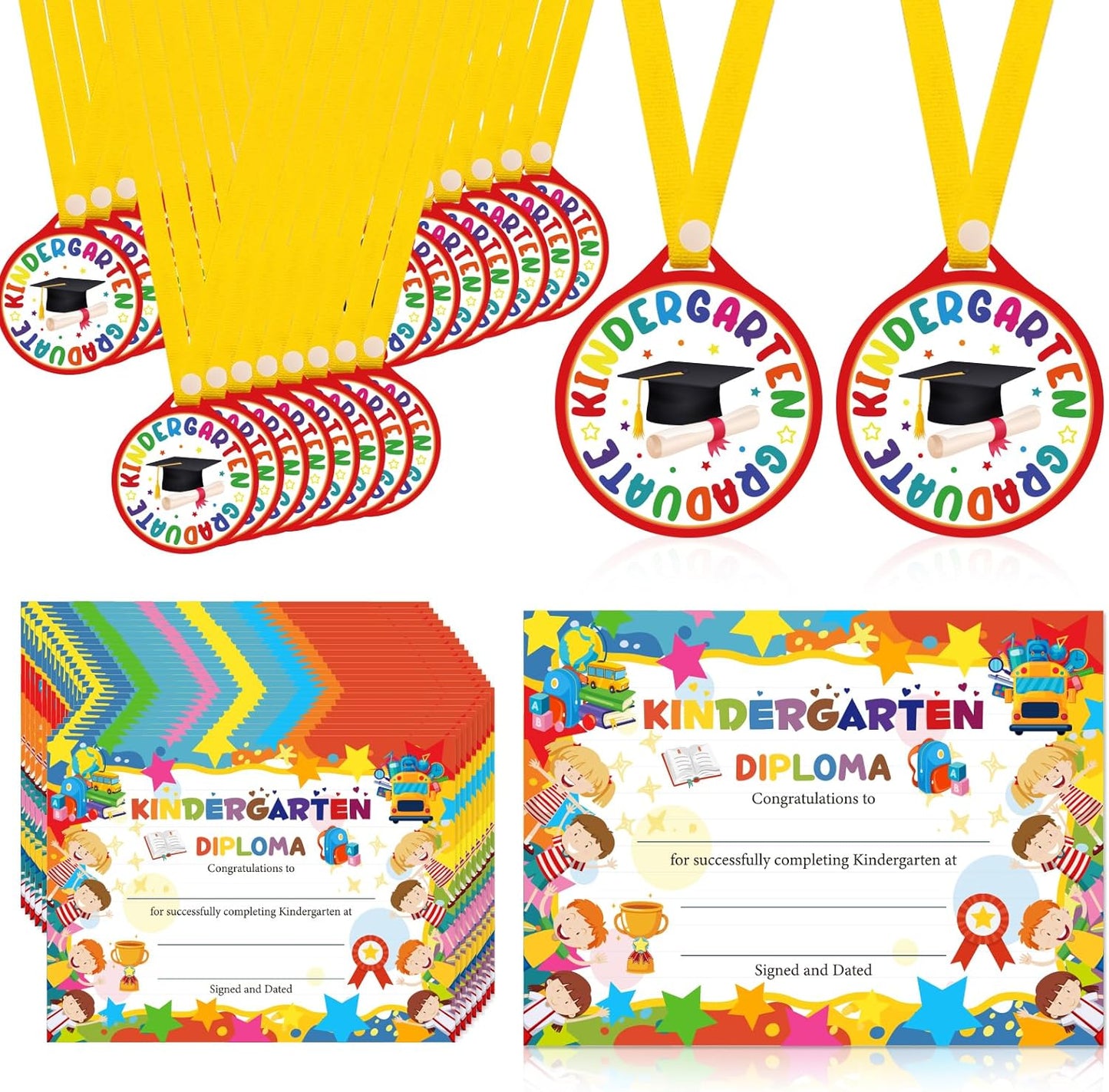 Regine Switzerland 48Pcs Graduation Medals & Certificates - Preschool Kindergarten Awards Set