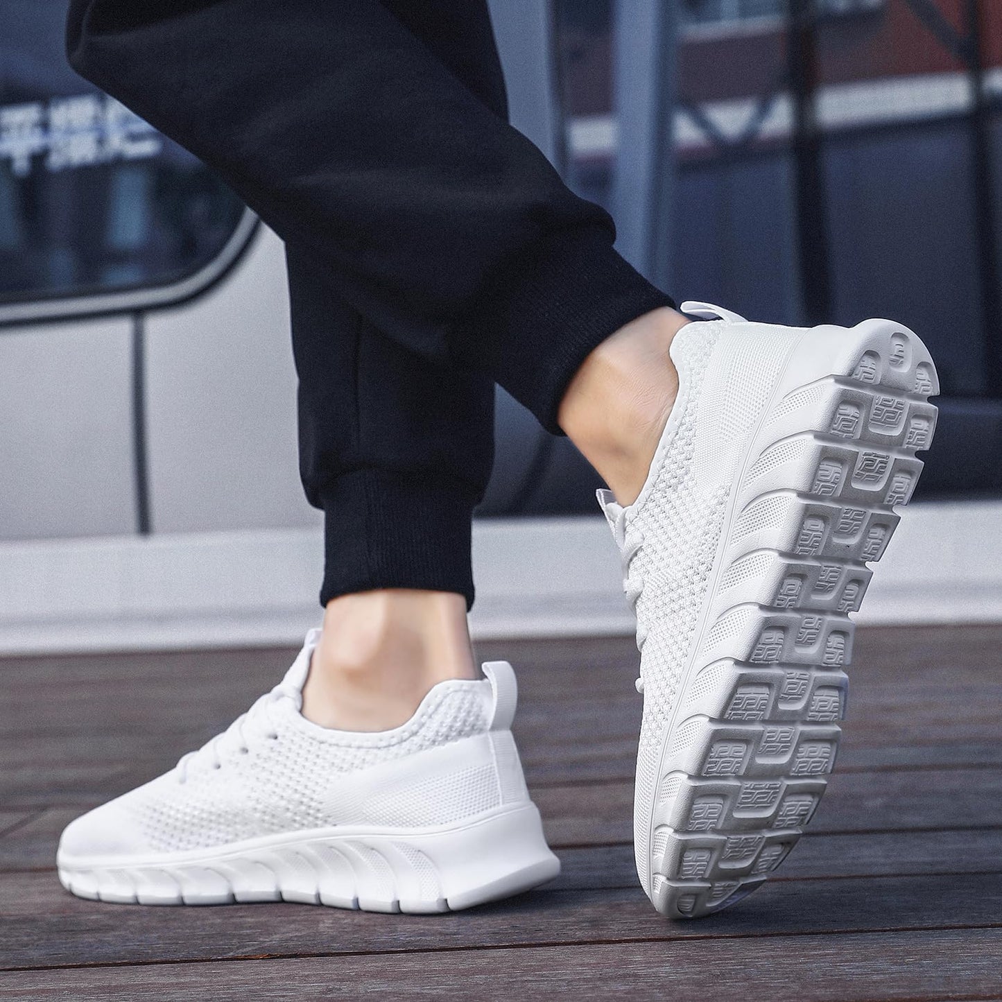 CMNZHK Men Running Tennis Shoes Gym Fashion Sneakers Walking Workout Shoes Athletic Slip on Breathable Mesh Comfortable Lightweight Casual Sport Shoe White 11