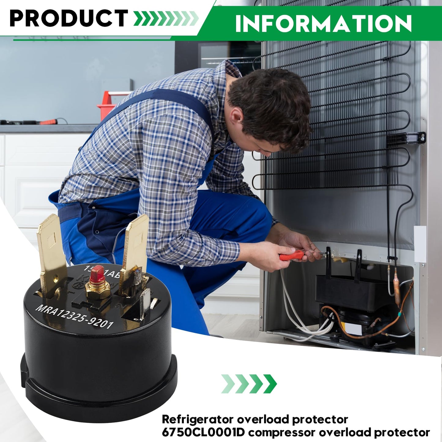 6750CL0001D Refrigerator Compressor Overload Protector Compatible with LG Compressor Relay, Replacement Part for Kenmore Refrigerator Compressor, Replace Part Number AP5331981 PS3603394, 1 Pack