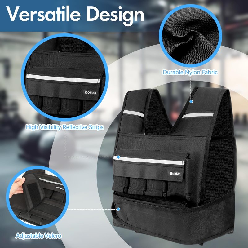 Weighted Vest for Men and Women, 2-18lb Vest with 16 Ironsand Weights for Home Workouts, Adjustable Body Weight Vest Exercise Set for Strength Training, running, walking, Cardio (Black, 2-18lbs)
