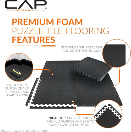 CAP Puzzle Exercise Mats - 3/4” Thick EVA Interlocking Foam Tiles for Home Gym | Multiple Colors Available