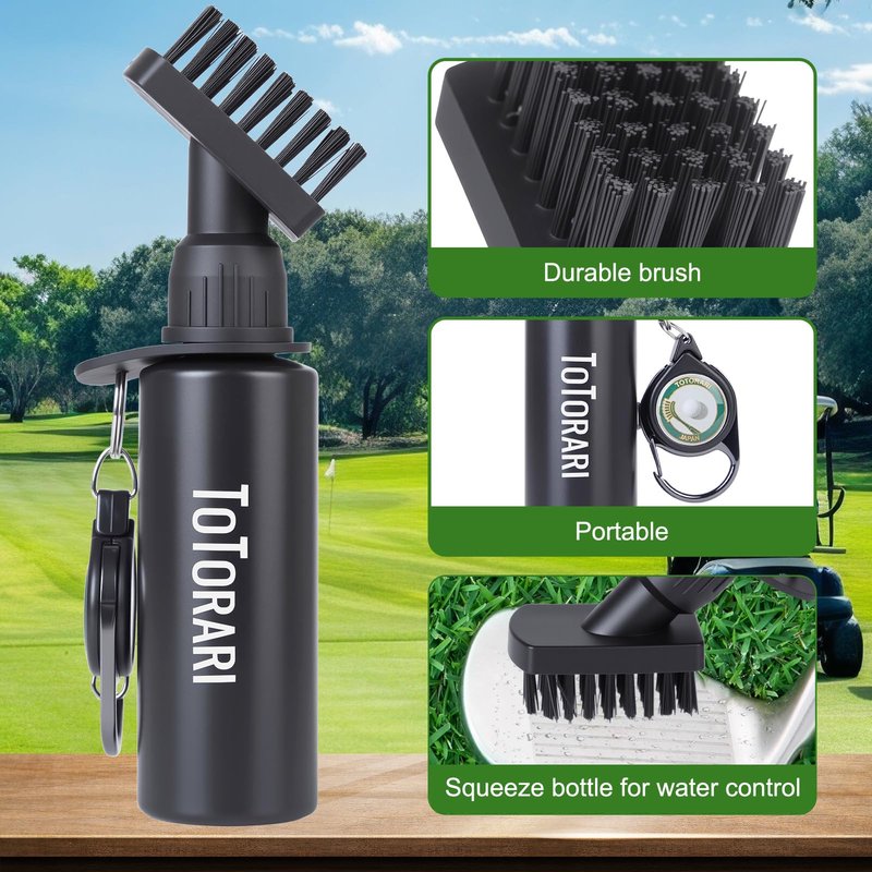 ToToRARI Golf Brush Craftsmanship Ball Brush - Built-in Scraper & Water Sprayer, Precision Design for Ultimate Cleanliness, Essential Golf Accessory