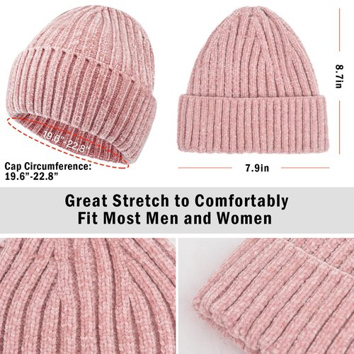 Cyihual Winter Beanie Hat Knit Scarf Touchscreen Gloves Set for Women Gift Set