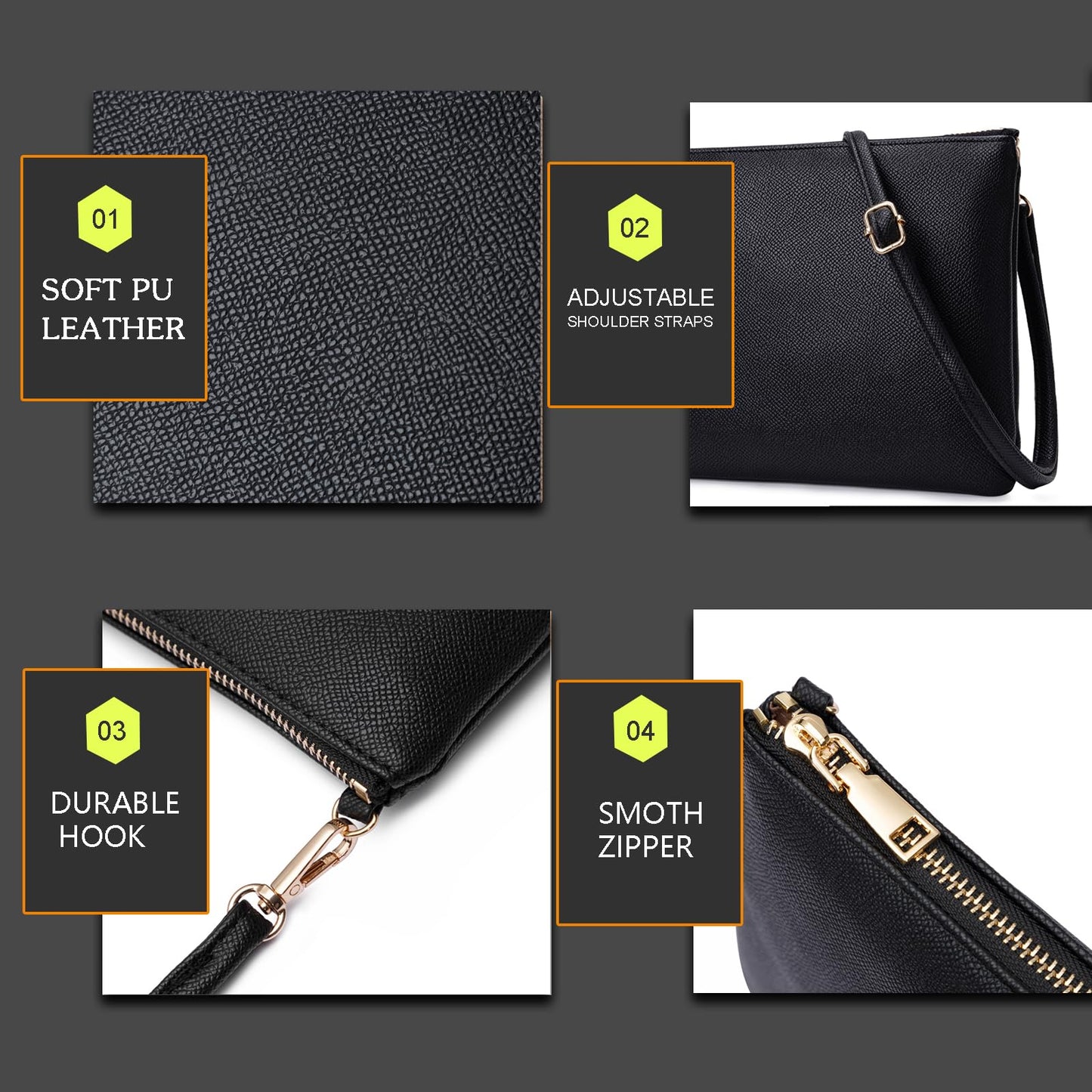 higouta Small Crossbody Bags for Women Trendy Clutch Purse PU Leather Shoulder Bags with Adjustable Strap
