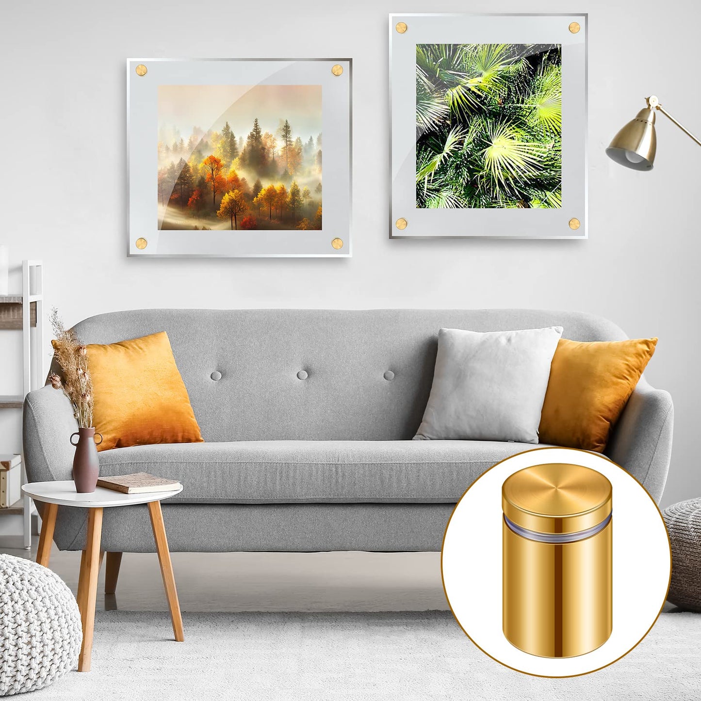 Ferraycle 8 Sets Standoff Screws Stainless Steel Advertising Standoff Mount Metal Hardware Sign Mounting Hardware for Hanging Acrylic Picture Frame(0.75 x 1.57 Inch)