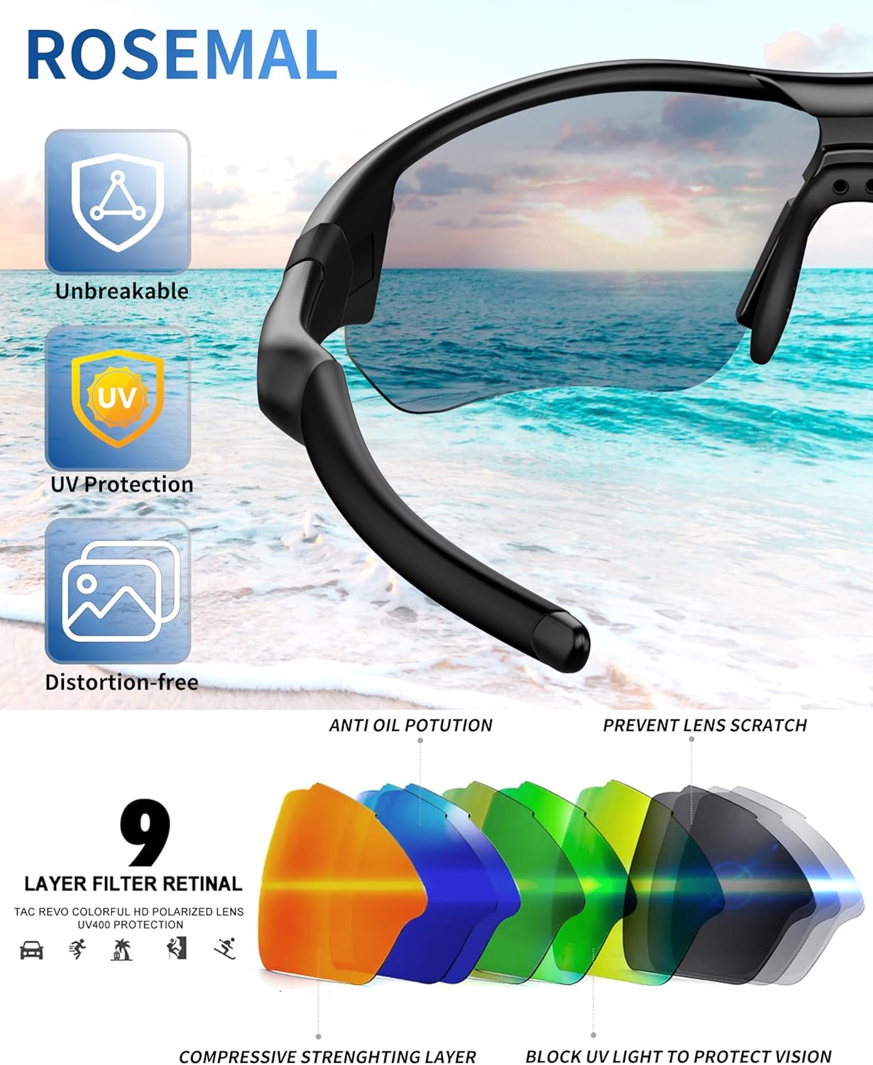 Polarized Sports Sunglasses - UV400 Protection for Men, Women & Youth | Ideal for Baseball, Running, Fishing & More
