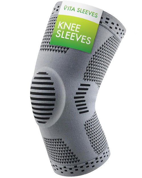 FREEZE2TRIM Vita Sleeves Knees 7-Zone Compression Sleeve Brace | Breathable Lightweight Support Sore Stiff Knee in Running, Sports, Workouts | Anti-Slip Grip, Moisture-Wicking (S/M-L/XL) (Large/X-Large)