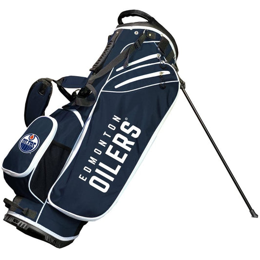 Team Golf NHL Edmonton Oilers Birdie Golf Stand Bag, Lightweight, 14-Way Club Divider, Spring Action Stand, Insulated Cooler Pocket, Velcro Glove and Umbrella Holder & Padded Handles