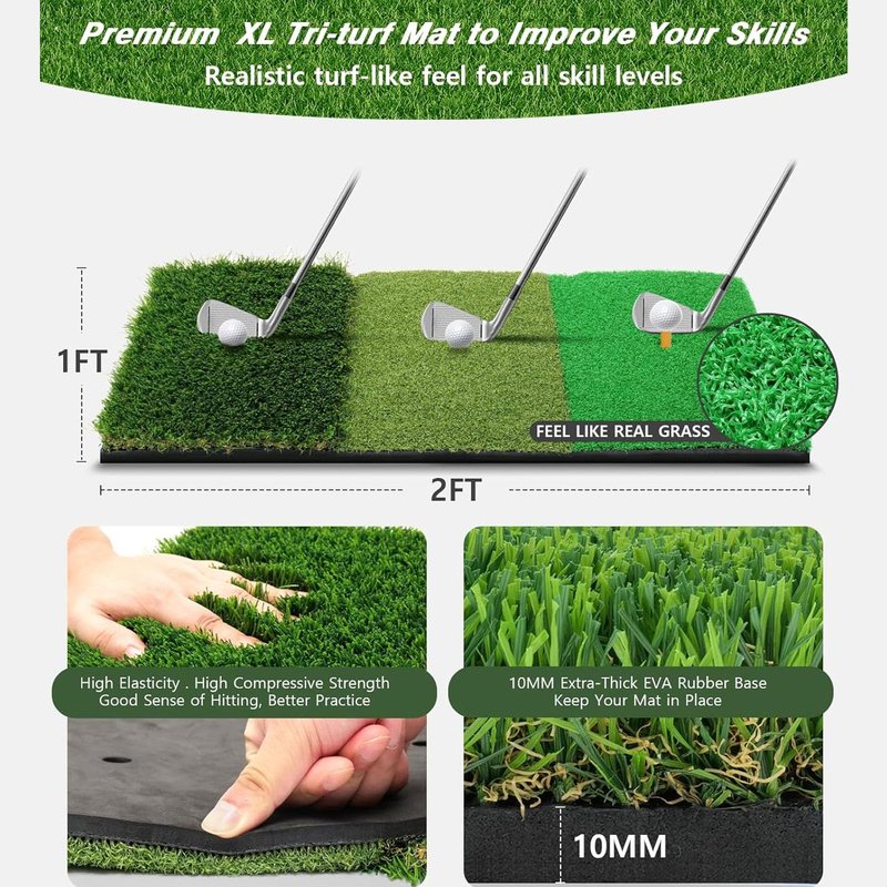 Golf Net, 10x7ft Golf Hitting Practice Net for Backyard Driving Chipping Indoor&Outdoor Swing Training Net with Base Hitting Mat, Target&Balls, Ideal Gift for Men Dad, Golf Lovers