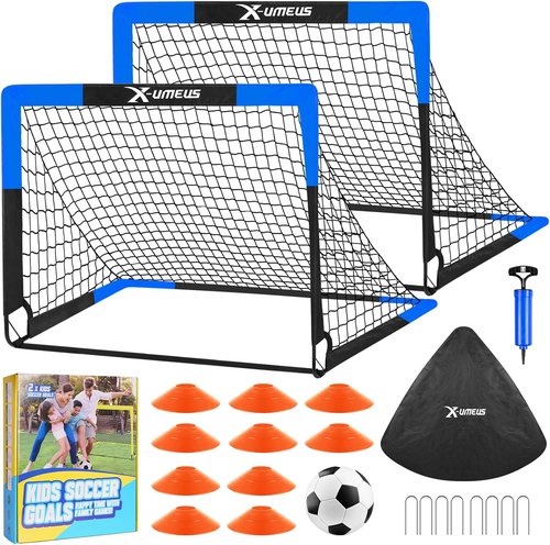 Kids Soccer Goals - Backyard Training Set of 2 | 4x3 ft & 6x4 ft with Soccer Ball & Cones