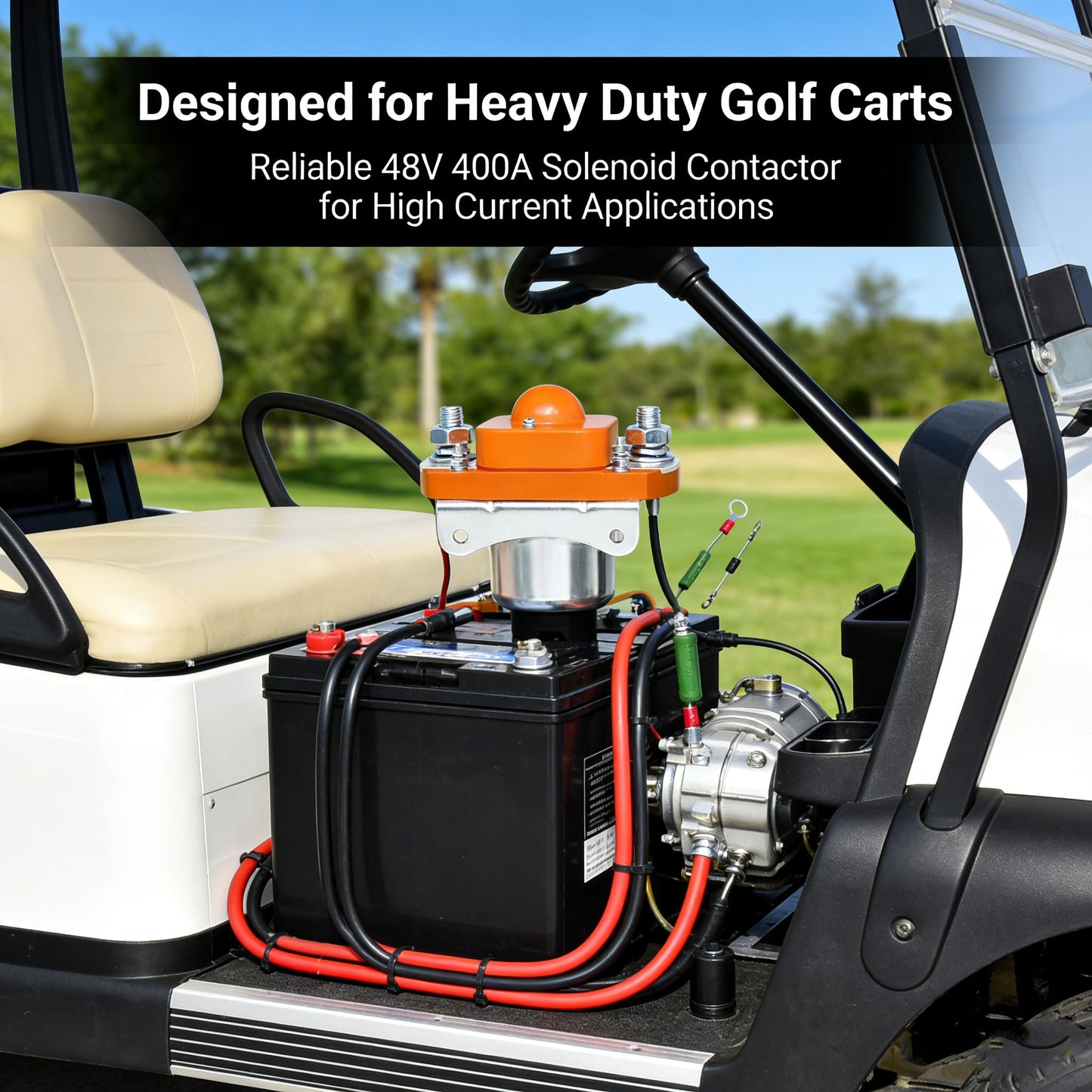 Meckparts MZJ-400A 48V 400A Solenoid Contactor Solenoid Compatible with Heavy Duty Golf Cart