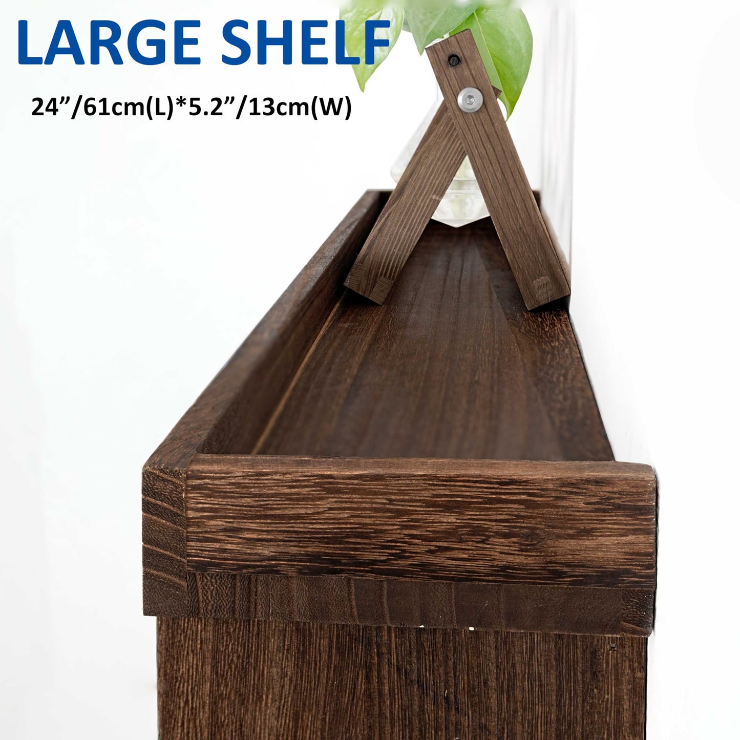 WEBI Rustic Coat Rack Wall Mount with Shelf,24" Long Wall Shelf with Hooks Underneath,5 Triple Hooks for Hanging Jacket,Bathroom,Entryway,Weathered Brown