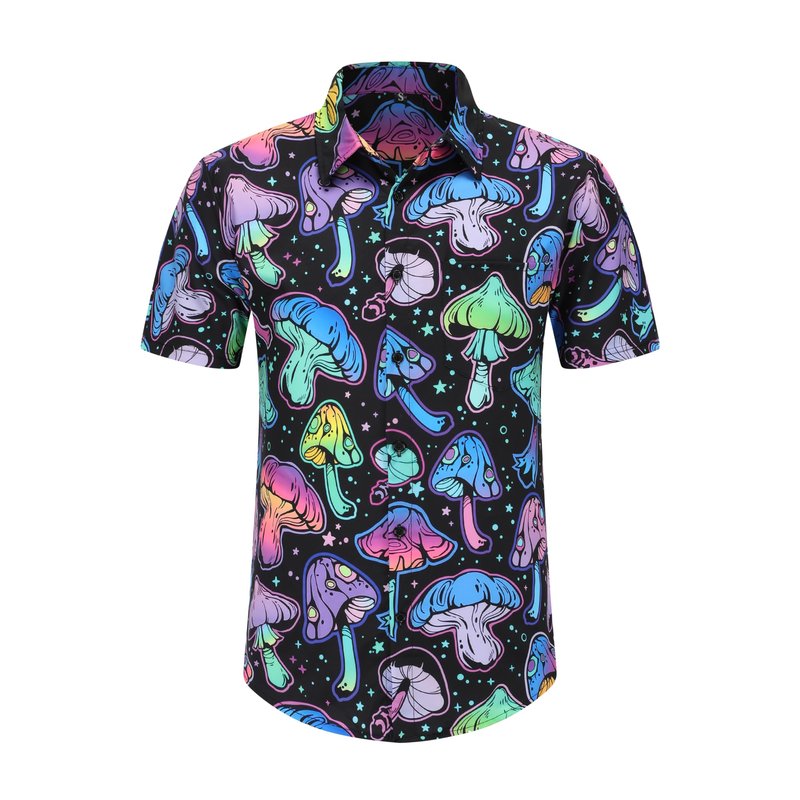 PATSINFOS rave shirt,rave outfits men,mens festival clothing,festival outfits for men,mushroom Hawaiian Shirt For Men,04