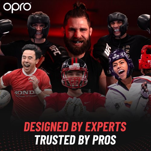 OPRO Instant Custom-Fit Mouth Guard, Dentist-Level Comfort, Protection & Fit - Moldable Mouthguard for Football, Boxing, Rugby, MMA, BJJ, UFC Mouth Piece- Includes Mouth Guard Case (Black Jaws, Adult)