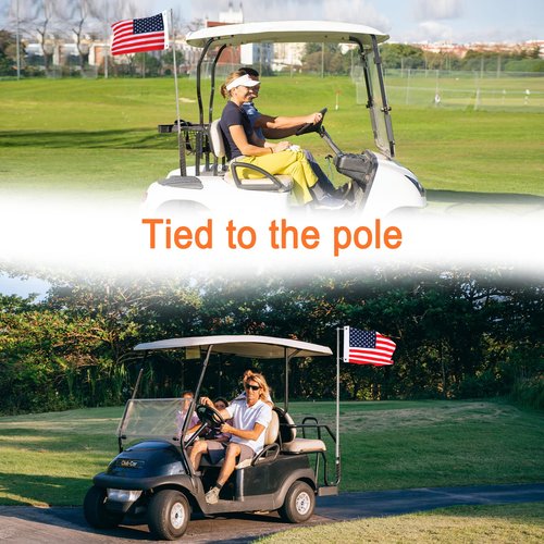 KINGTOP Telescopic Flagpole with American Flag - 12x18 USA Flag for Golf Carts, Boats, Biking | Includes Storage Bag, Durable 48" Stainless Steel Pole and Flag, Meets Safety Laws