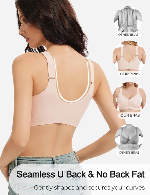 Gailife Wireless V-Neck Jelly Bras - Full Coverage Mastectomy Bralettes | Seamless Everyday Comfort