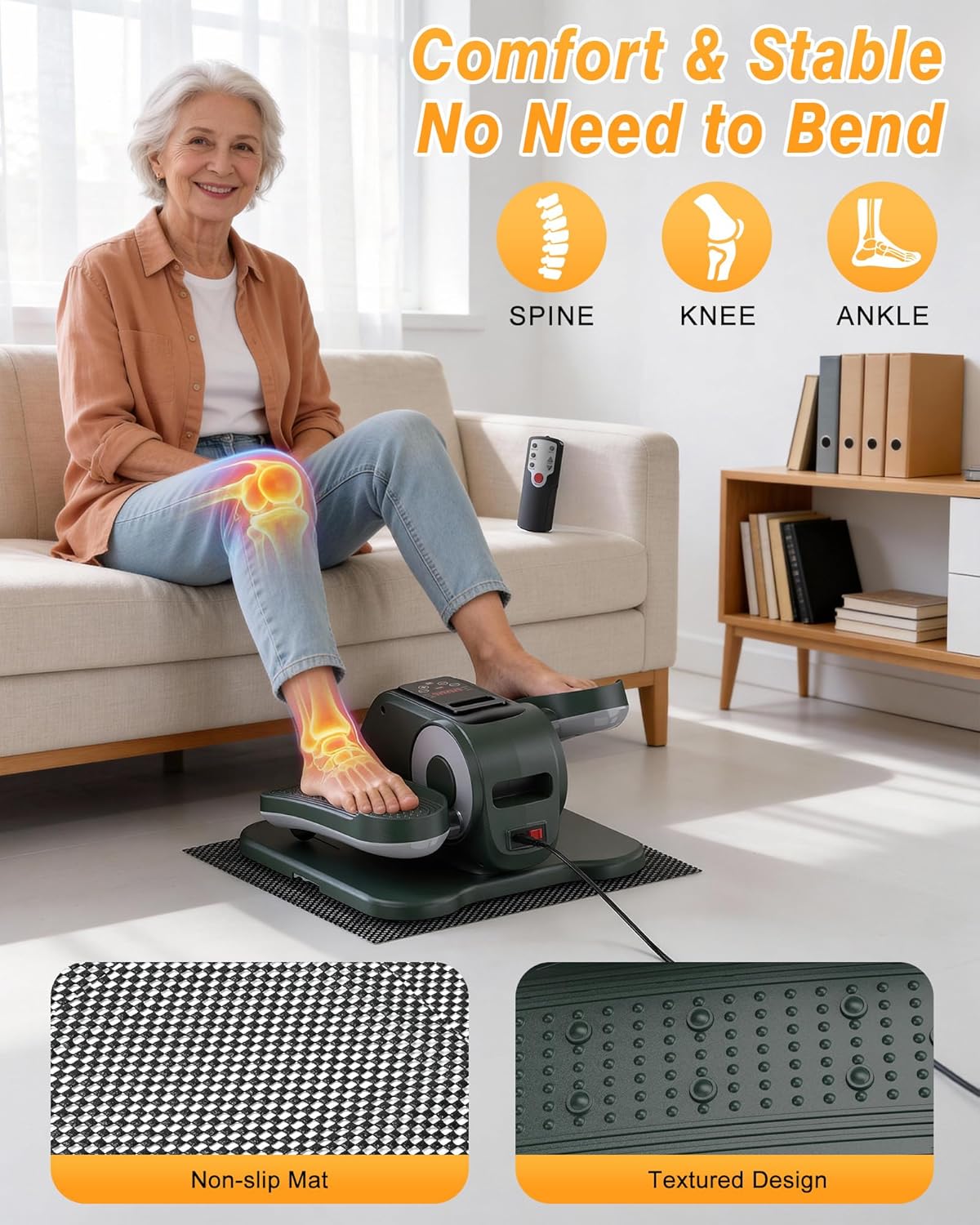 VIVURN Under Desk Elliptical - 12-Speed Electric Leg Exerciser for Home Office | Quiet & Smooth Operation