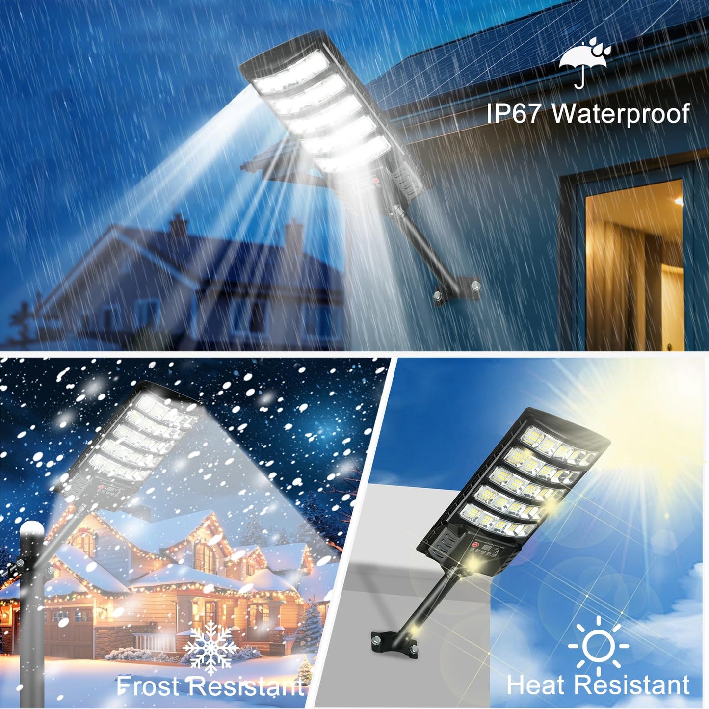 4-Pack Solar Street Lights, 30000lm Outdoor Flood Light, 2 Motion Sensor Modes, Dusk to Dawn, IP66 Waterproof Solar Powered Parking Lot Light with Remote Control, 6500k Dimmable Security Lamp