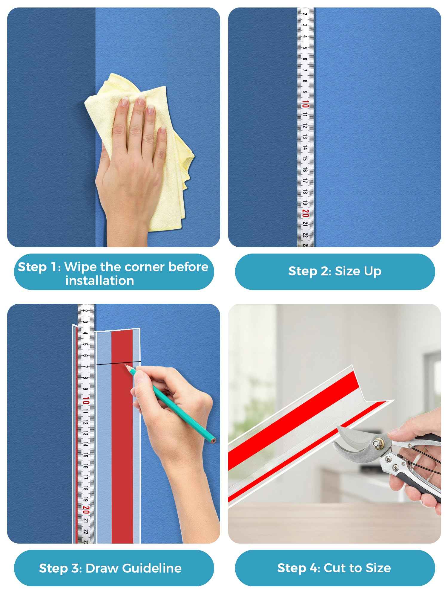 MONOID Wall Corner Protector, 2 PCS Furniture Edge Protection, PC Anti-Bump Guards Avoid Scratching Corner Trim for Door Frame, Table, Countertop, Stair, Self-Adhesive, Clear, 1.97IN×35.43IN/5CM×90CM
