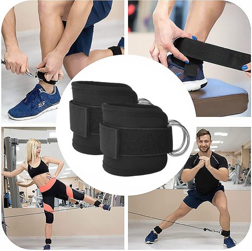 Fitness Ankle Straps - Comfortable Adjustable Padded Cuffs for Cable Machines | 2 Pack for Glute Workouts