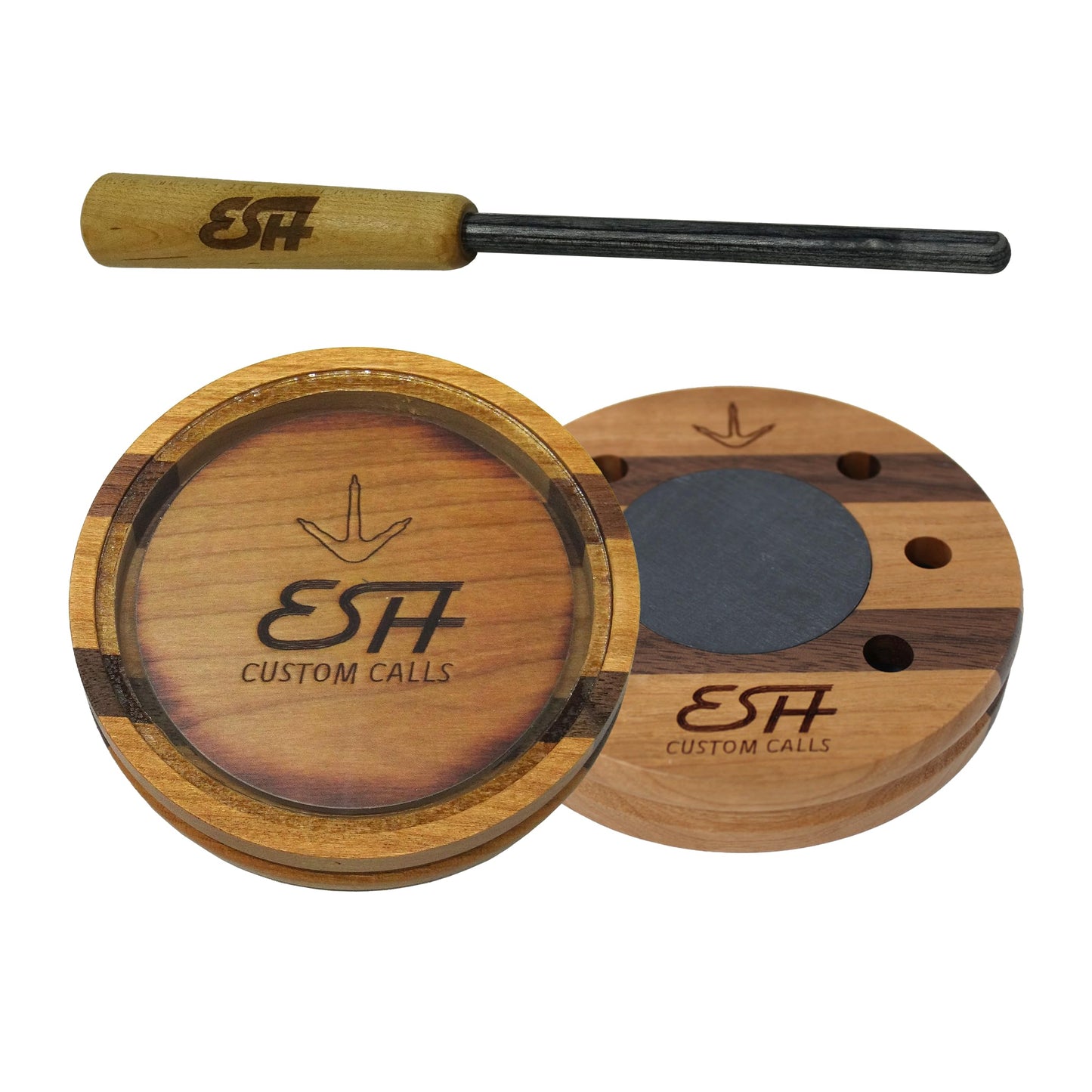 ESH Double-Sided Glass and Slate Turkey Pot Call with Purple Heart Striker – Realistic Hen Sounds – Hunting Call for Beginners & Pros