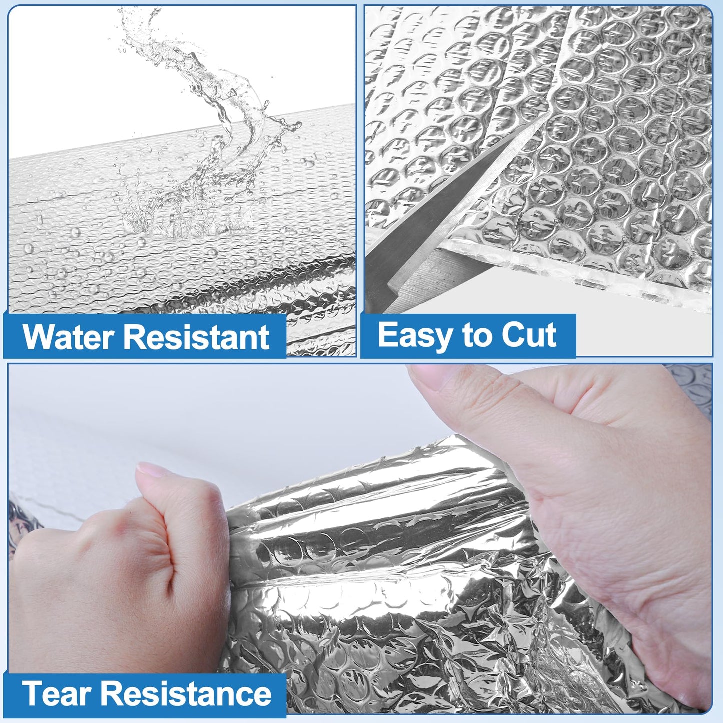 ToLanbbt Reflective Insulation Roll, 47IN x 10FT Double Bubble Wrap Insulation Sheet, 3MM Reflective Aluminum Foil Thermal Shield Radiant Barrier with 60 Pcs Adhesive Tapes for Window RV Attic Wall