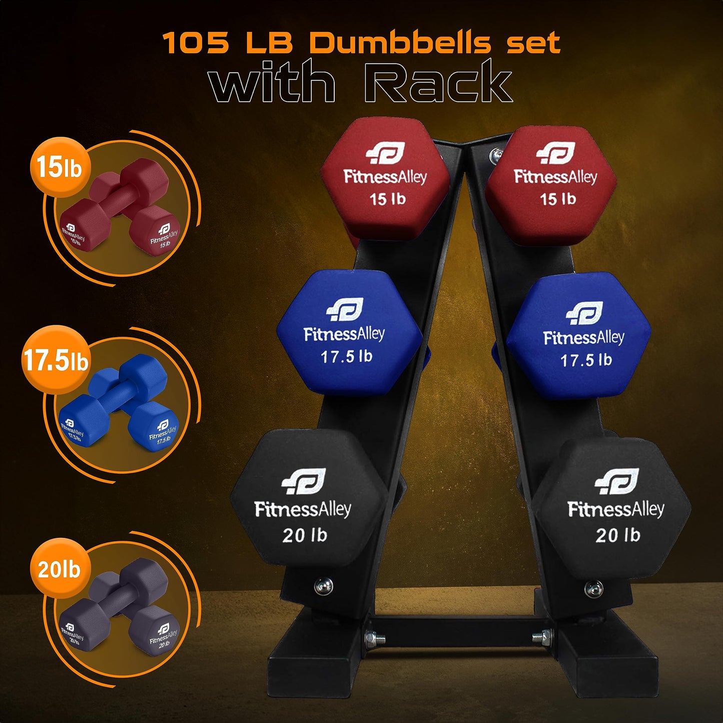 Fitness Alley 3 Tier Dumbbells Storage Rack - 120 LB Capacity Dumbbells Weight Rack - 2.0MM Thickness Weight Organizer Stand for Home Gym - Easy Assembly