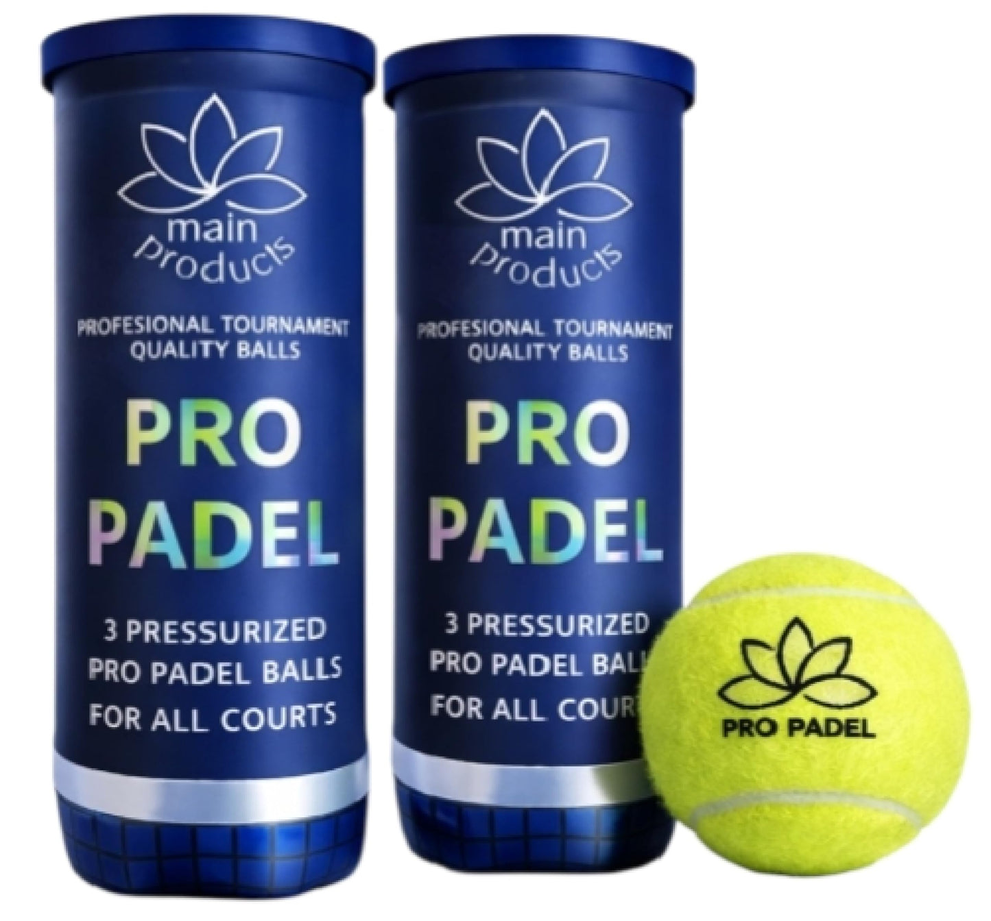 Main Products Pro Padel Balls - 2 Pack (6 Balls) - Pressurized Padel Balls - Premium Natural Rubber Core - 47% Wool Felt - Professional Tournament Quality - Consistent Bounce - for All Courts.