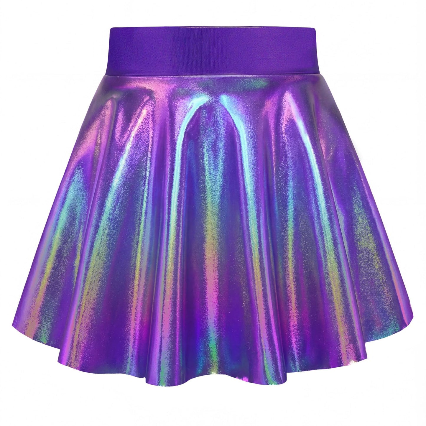 Girls Metallic Skort Size 4t 5t Sparkly Purple Cute A-Line Holographic Skirts for Kids Gymnastics Birthday