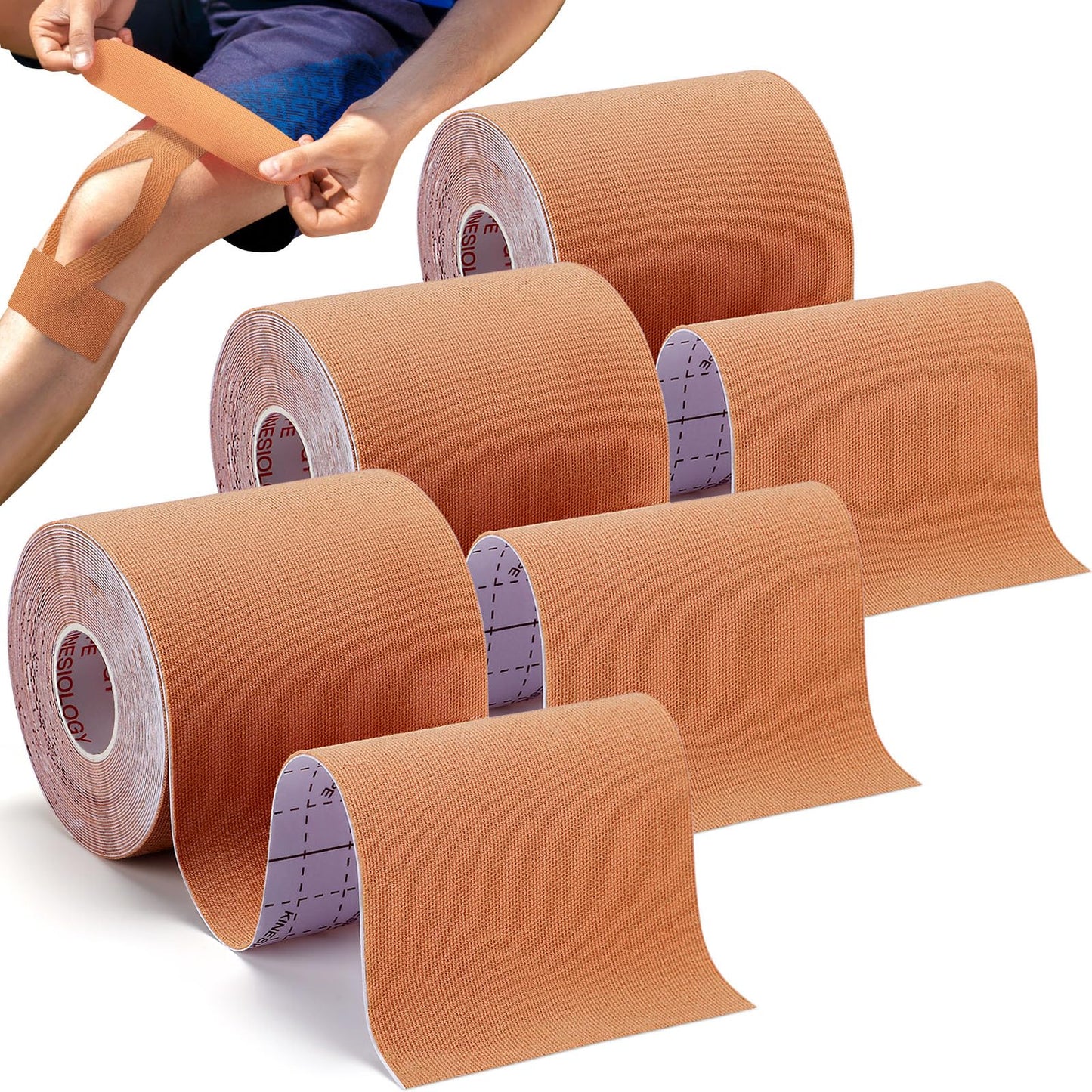 Gsbomzap 3 Rolls Kinesiology Tape, Waterproof, 3in x 5.5yd, Beige