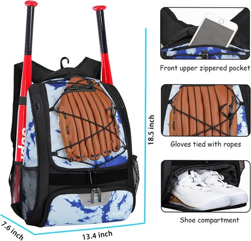 Goloni Baseball Backpack - Adult Softball Bat Bag with Shoe Compartment & Large Main Storage