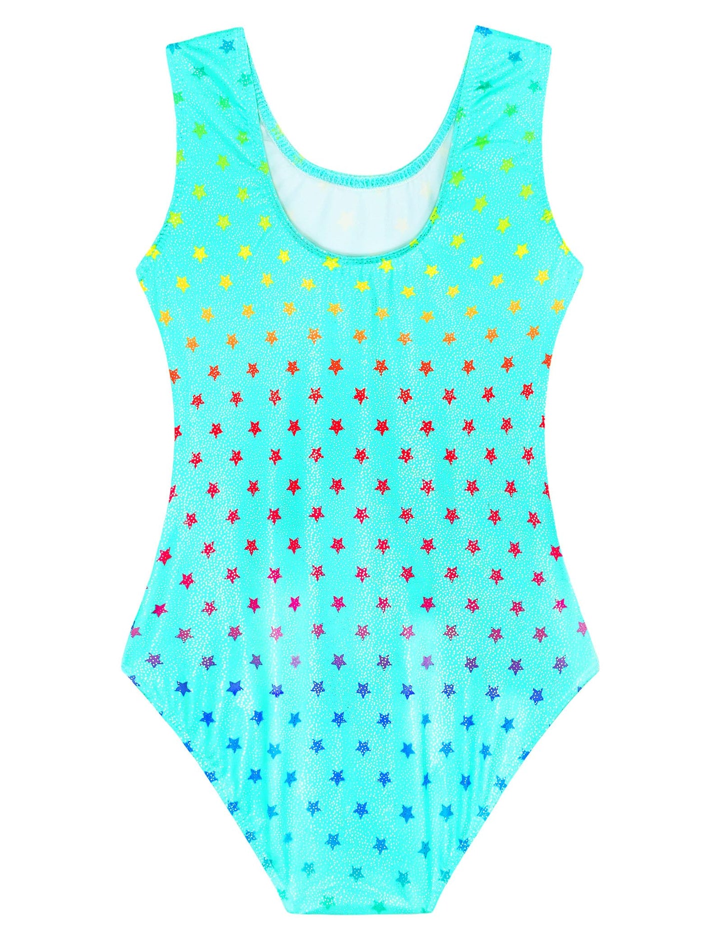 Domusgo Gymnastics Leotards for Girls Size 8-9 Years Old Green Stars Sparkly One Piece Tumbling Outfits
