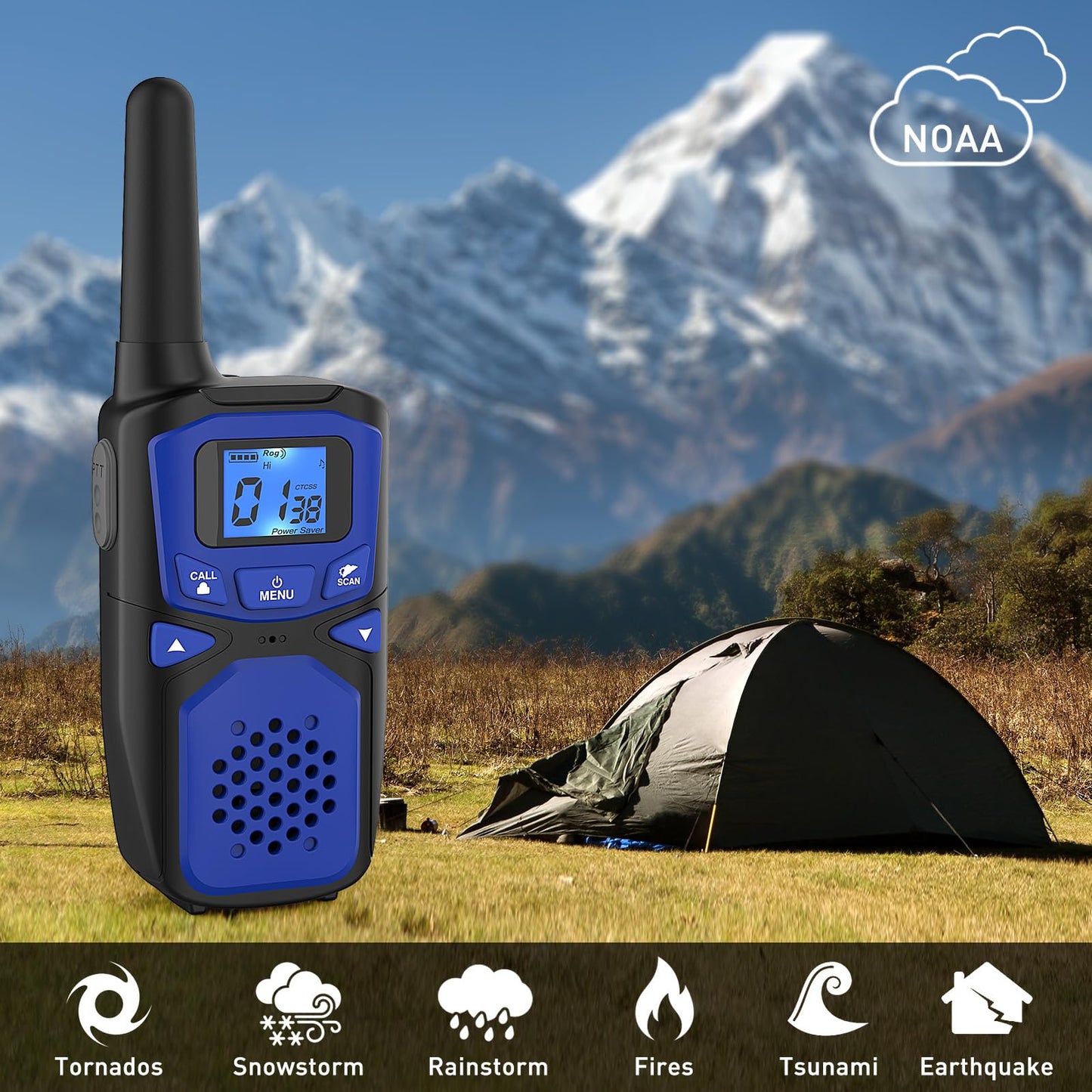 Adult Walkie Talkies 2 Pack, WokTok Rechargeable Long Range Walkie Talkies 2 Way Walkie Talkies, 22 Channels VOX Scanning LCD Display Ideal for Gift Giving, Family Camping and Hiking