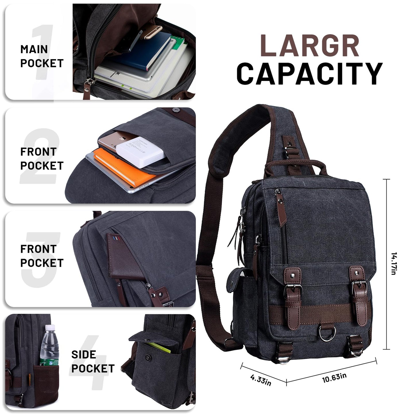 mygreen Sling Canvas Cross Body Messenger Bag Shoulder Backpack