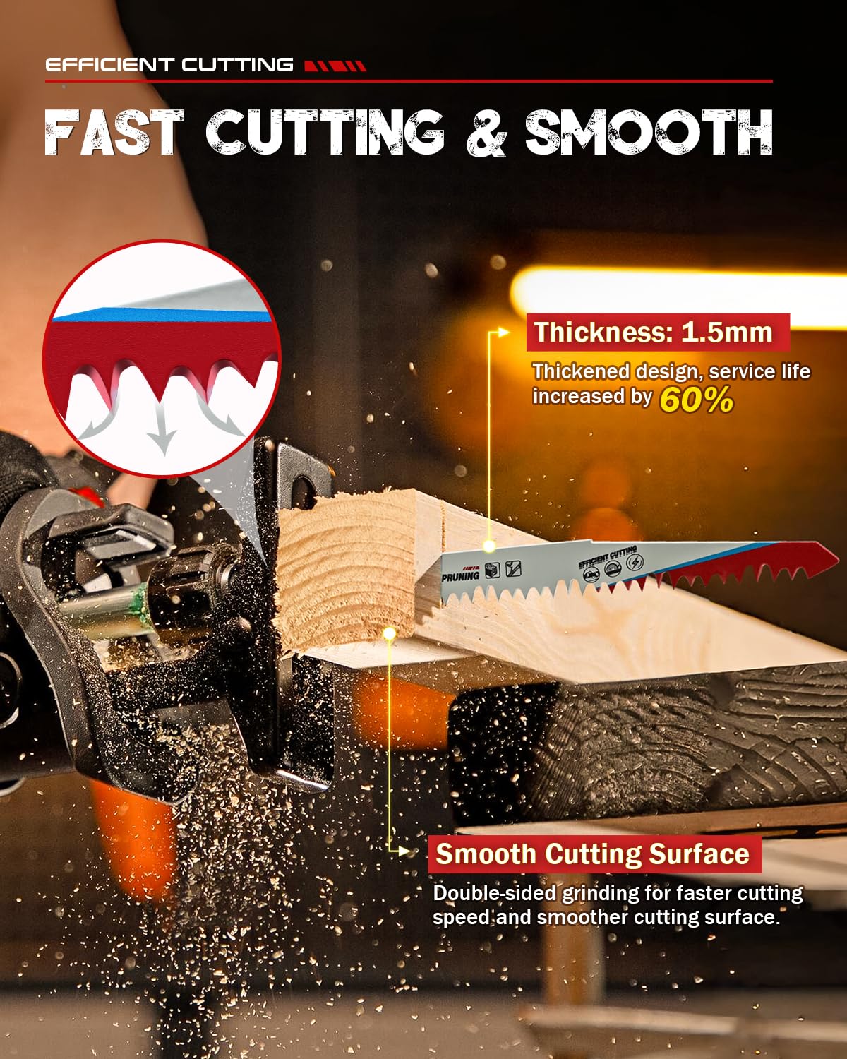 Wood Pruning Reciprocating Saw Blades,9 Inch Pruning Blades for Reciprocating Saw,Durable High Carbon Steel Reciprocal Saw Blades for Fast Tree Pruning & Wood Cutting (5 Pack/5TPI)