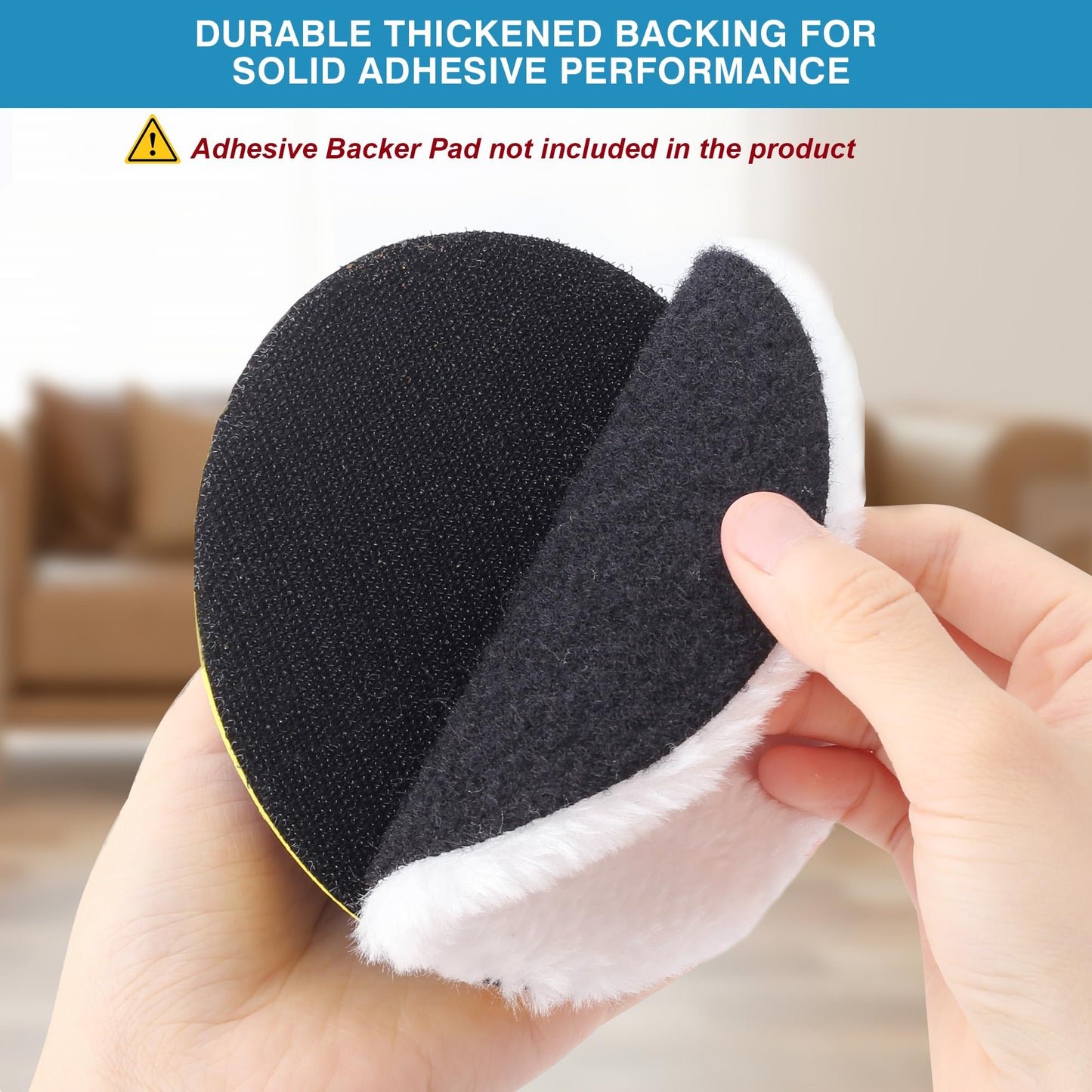 5 PCS 5 Inch Wool Polishing Pad Hook and Loop Buffing Wheel for Orbital Polisher Buffer Synthetic Polisher Wheel