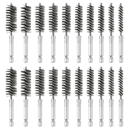 20pcs Wire Bore Brush Set with，Wire Brush for Drill，with 1/4 Hexagonal Handle, for Electric Drill; Metal Rust-Proof Cleaning Hole Brush，Electric Drill Cleaning and polishing Tools