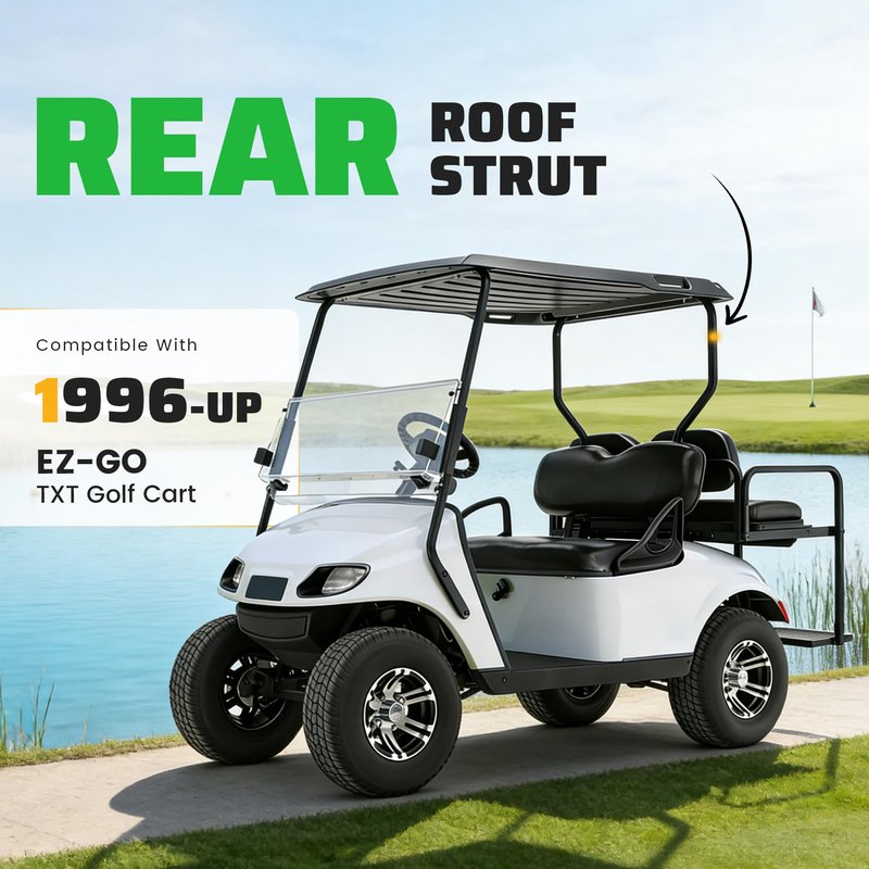 Wutist Rear Roof Strut Compatible with 1996-Up EZGO TXT Golf Cart Black Steel Powder Coated