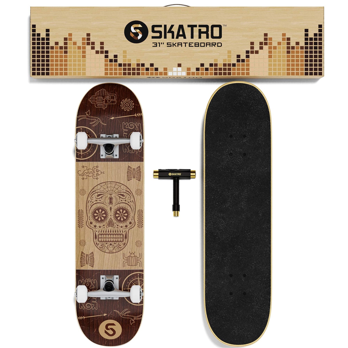 Skatro - Pro Skateboard 31" Complete Skateboard. Skate Board Ages: Adults, Boys, Girls, Beginners, and Kids
