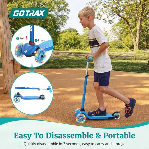 Gotrax KS1 Kids Kick Scooter - LED Lighted Wheels, Adjustable Height, Anti-Slip Deck | For Ages 2-8, Up to 110 Lbs