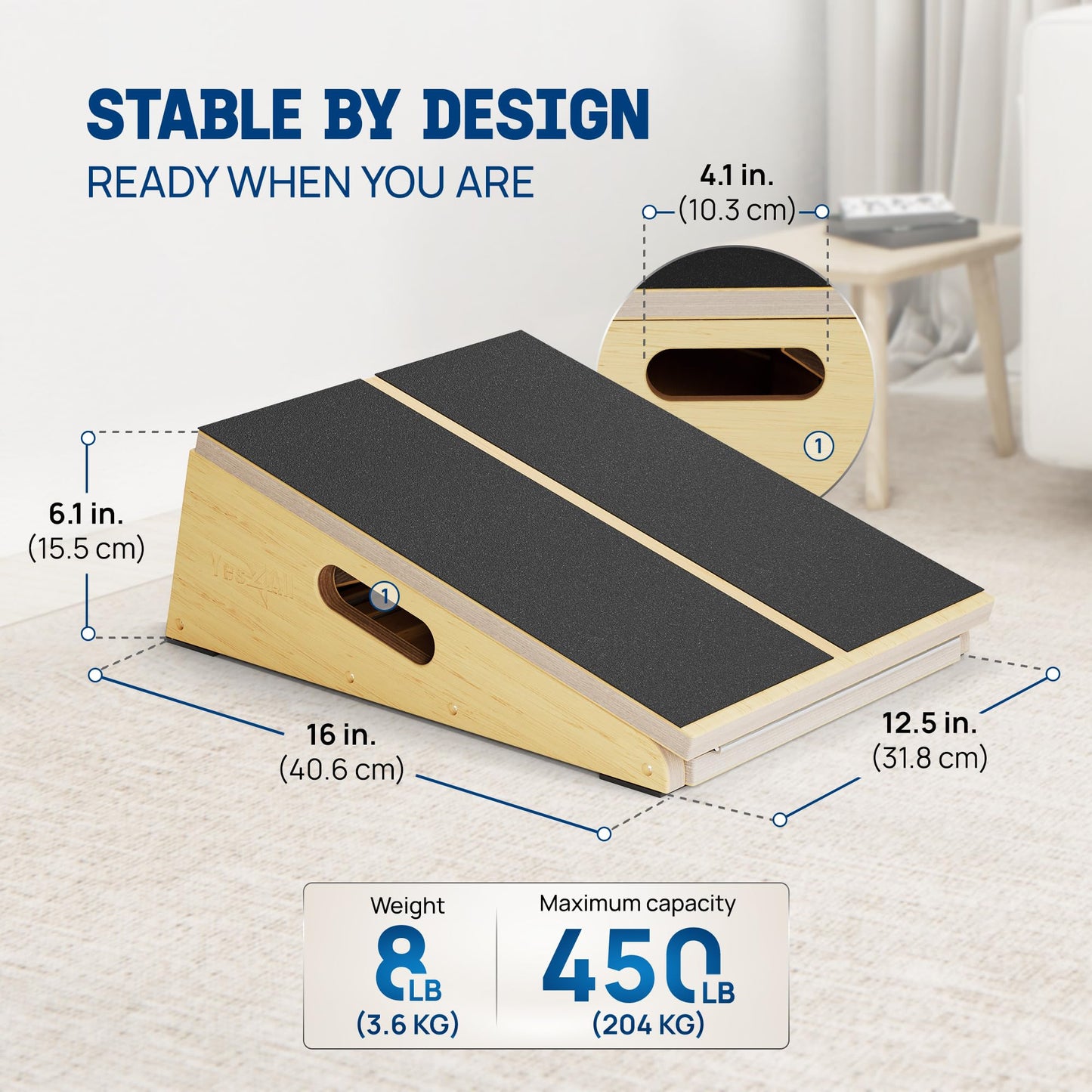 Yes4All Professional Incline Board, Slant board calf stretching, Squat Wedge and Anti-Slip Surface, Portable Side Handle Design for Easy Movement