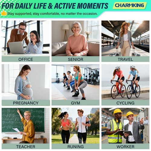 CHARMKING Calf Compression Sleeve for Women & Men Circulation (3 Pairs) 15-20 mmHg - Best Athletic for Running, Cycling, Support - Boost Performance (S/M, Beige)